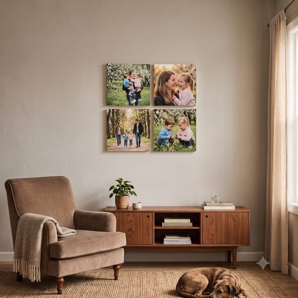Tiled Memory Grid Wood Canvas Set