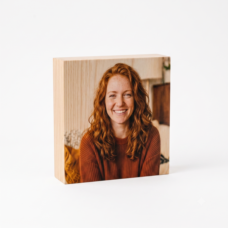 Freestanding Desktop Wood Print Block