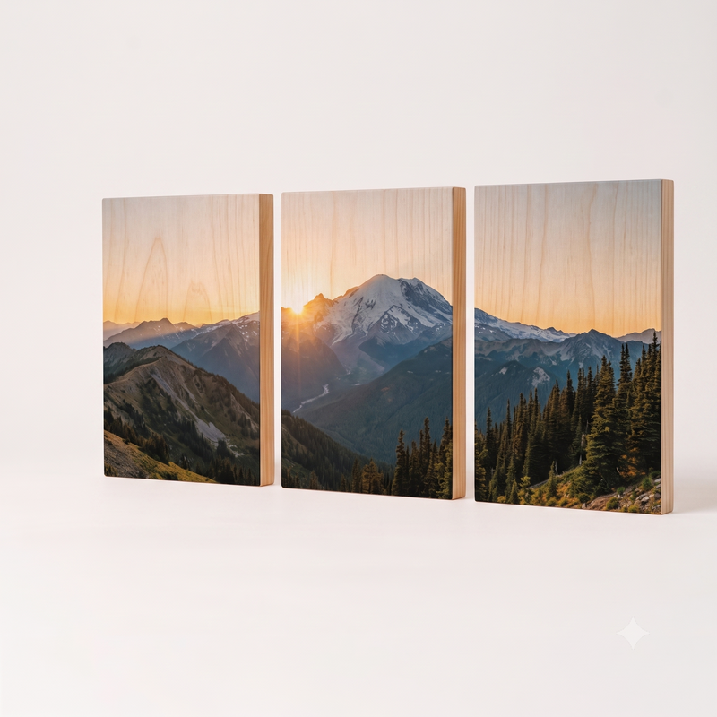 Panoramic Triptych Wood Canvas Set (3-Panel)