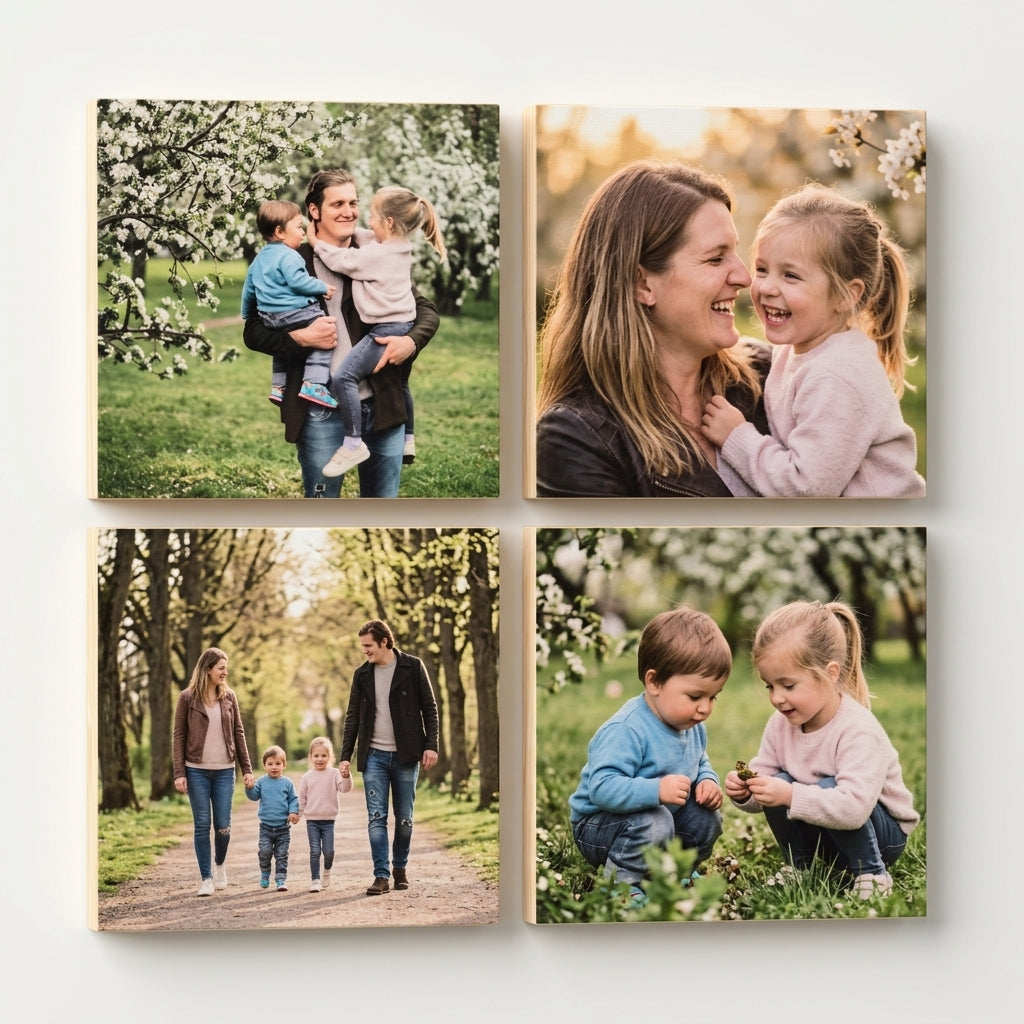 Tiled Memory Grid Wood Canvas Set